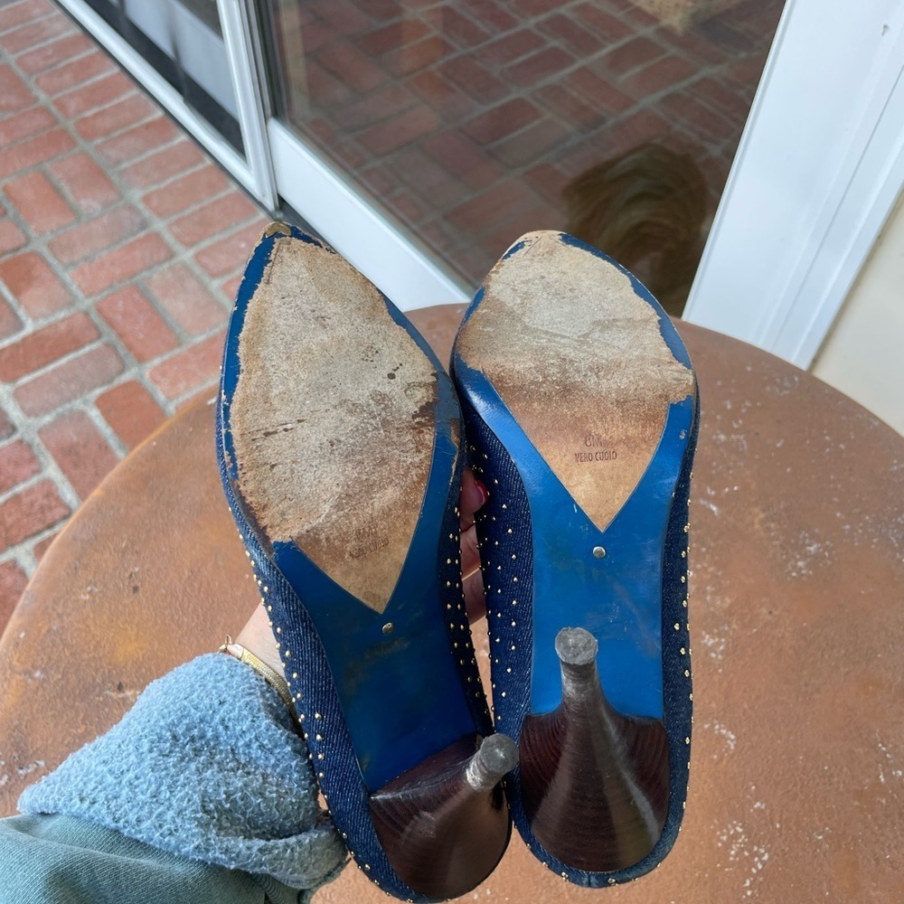 Dani black denim studded heels - Picture 4 of 5